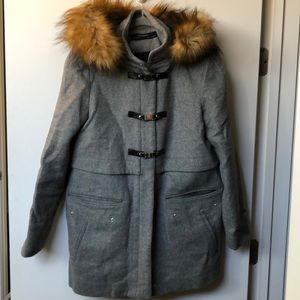 Zara coat with faux fur hood